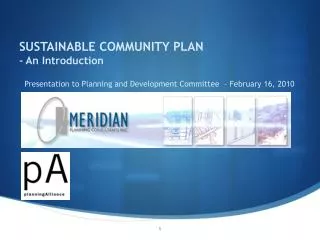 SUSTAINABLE COMMUNITY PLAN - An Introduction