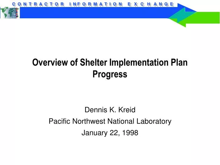 overview of shelter implementation plan progress