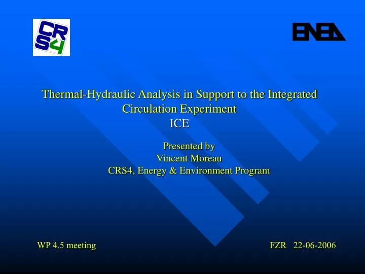 thermal hydraulic analysis in support to the integrated circulation experiment ice