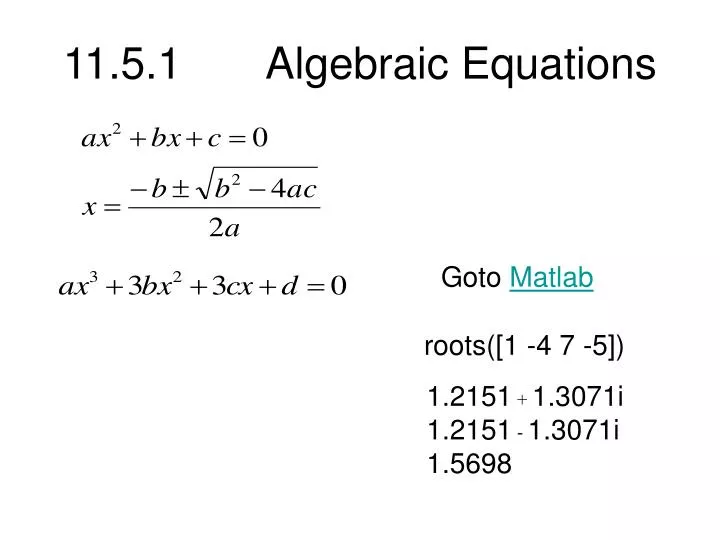 11 5 1 algebraic equations