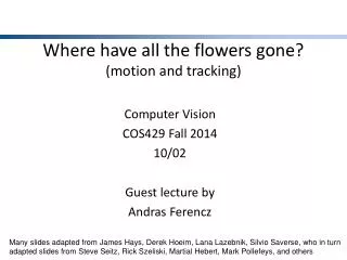 where have all the flowers gone motion and tracking