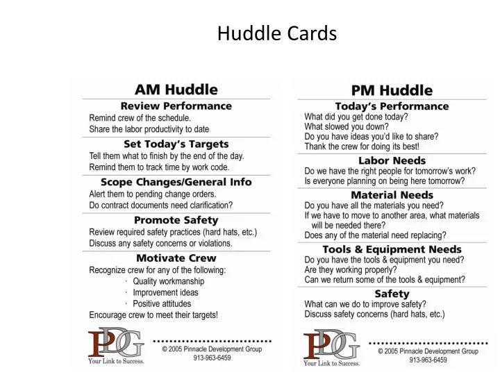 huddle cards