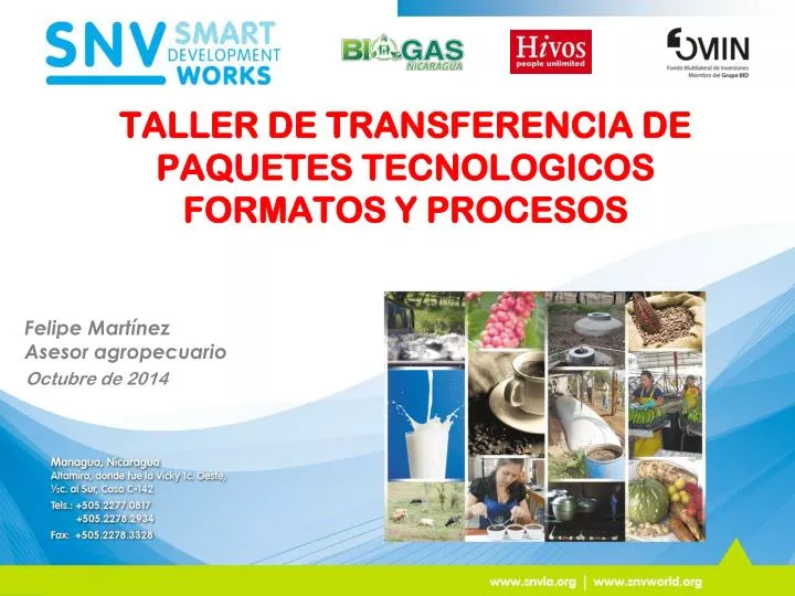 taller de transferencia de paquetes tecnologicos formatos y procesos