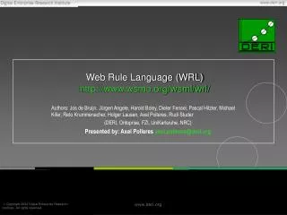 Web Rule Language (WRL) wsmo/wsml/wrl/