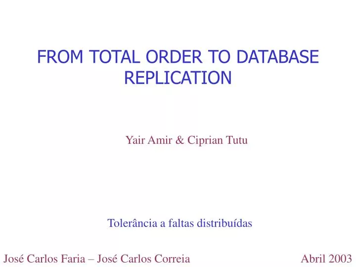 from total order to database replication