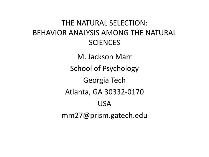 the natural selection behavior analysis among the natural sciences