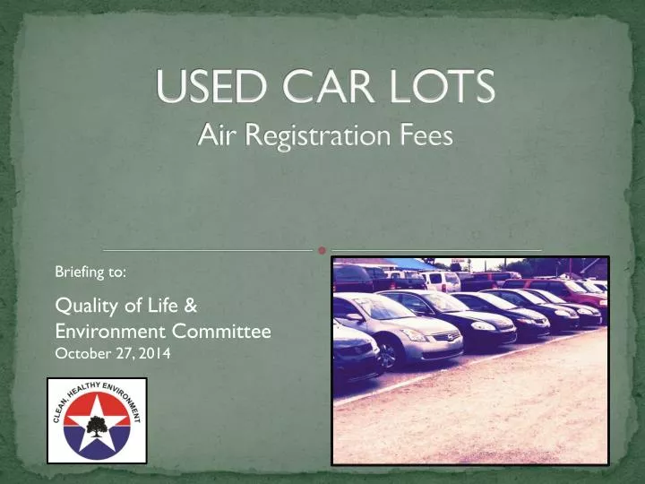 used car lots air registration fees
