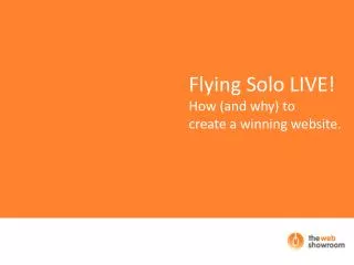 Flying Solo LIVE! How (and why) to create a winning website.