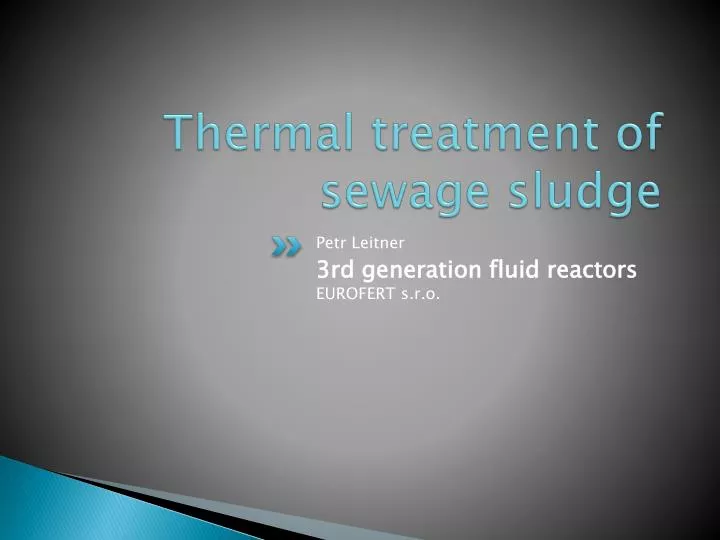 thermal treatment of sewage sludge