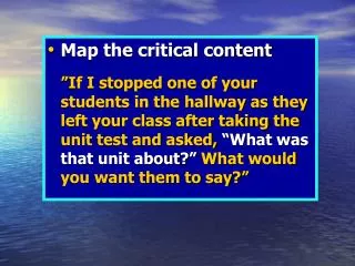 Map the critical content