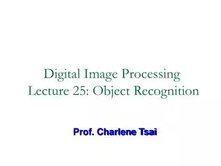 Digital Image Processing Lecture 25: Object Recognition