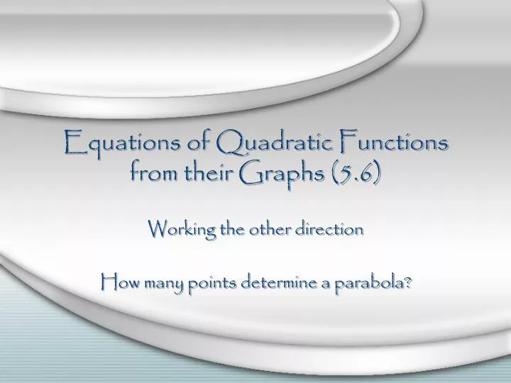 equations of quadratic functions from their graphs 5 6