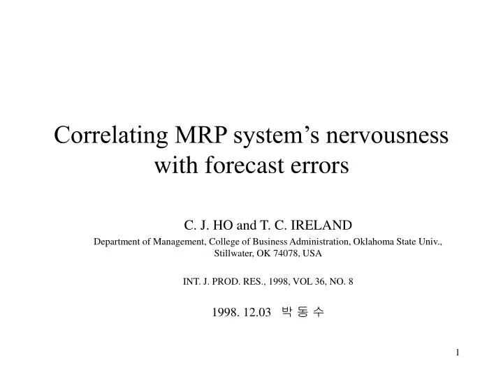correlating mrp system s nervousness with forecast errors