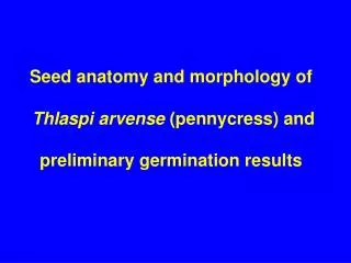 Seed anatomy and morphology of Thlaspi arvense (pennycress) and preliminary germination results