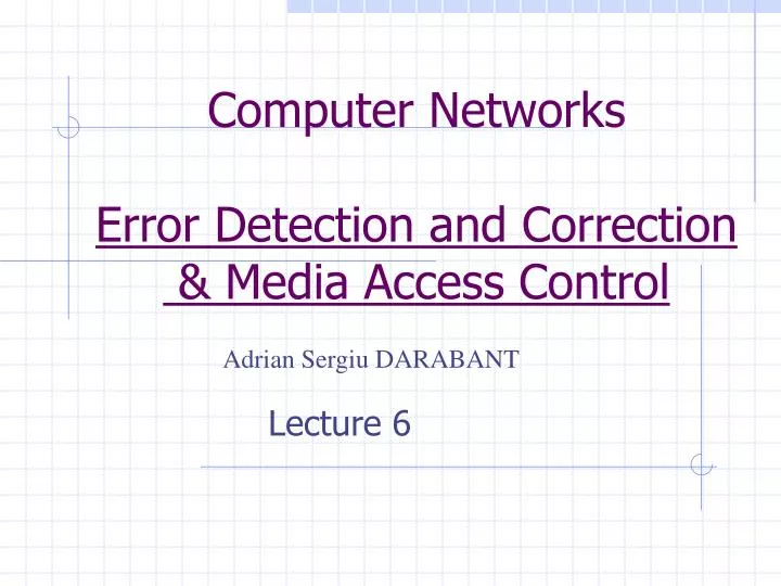 computer networks error detection and correction media access control