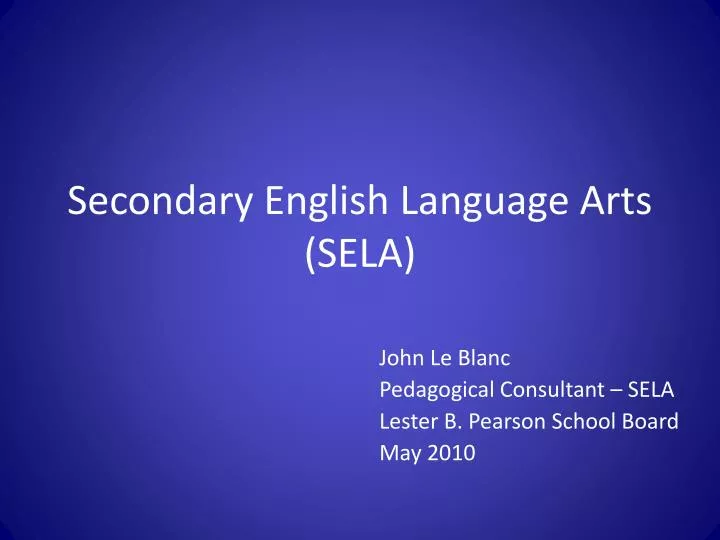 secondary english language arts sela