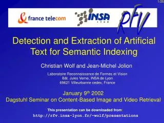 Detection and Extraction of Artificial Text for Semantic Indexing