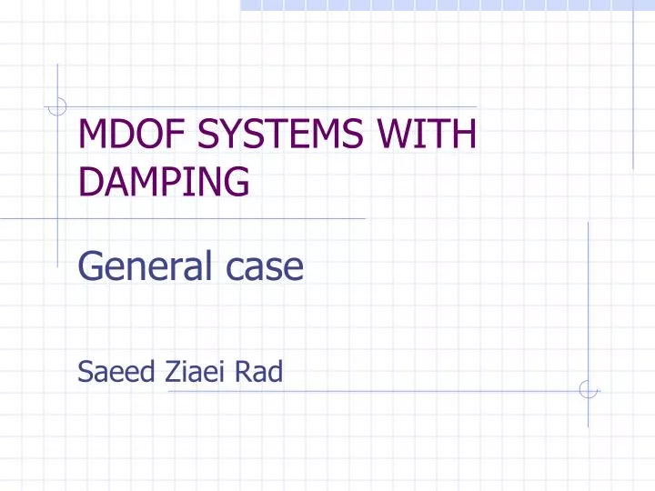 mdof systems with damping