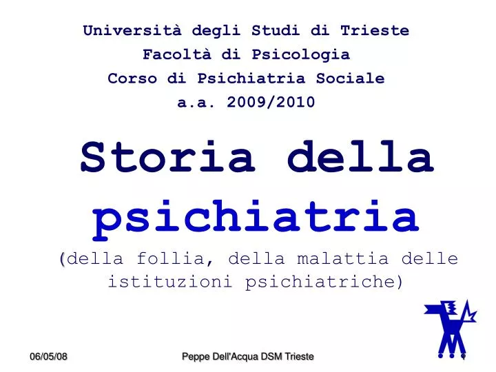 universit degli studi di trieste facolt di psicologia corso di psichiatria sociale a a 2009 2010