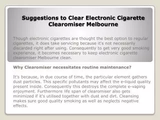 Suggestions to Clear Electronic Cigarette Clearomiser