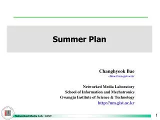 Changhyeok Bae chbae@nm.gist.ac.kr Networked Media Laboratory