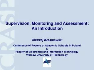 Supervision, Monitoring and Assessment: An Introduction