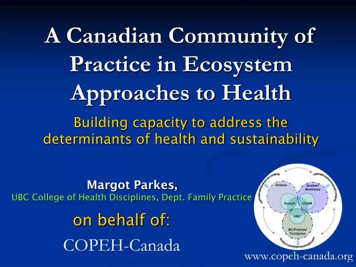 a canadian community of practice in ecosystem approaches to health