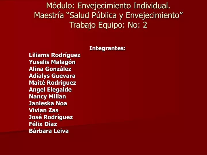 m dulo envejecimiento individual maestr a salud p blica y envejecimiento trabajo equipo no 2