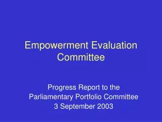 Empowerment Evaluation Committee