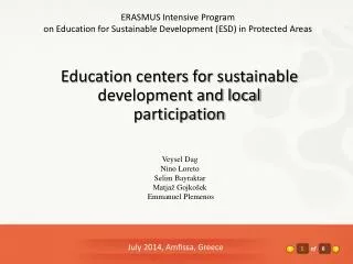 Education centers for sustainable development and local participation