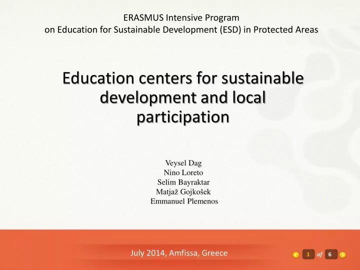 education centers for sustainable development and local participation