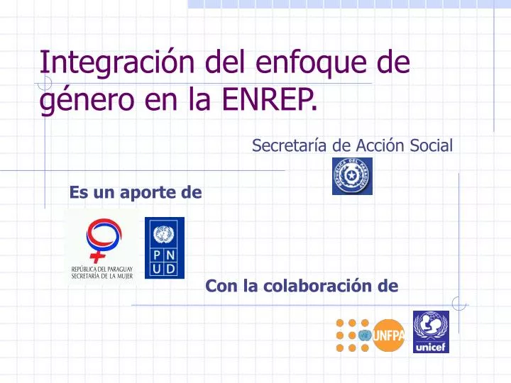 integraci n del enfoque de g nero en la enrep