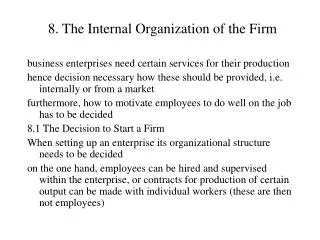8. The Internal Organization of the Firm