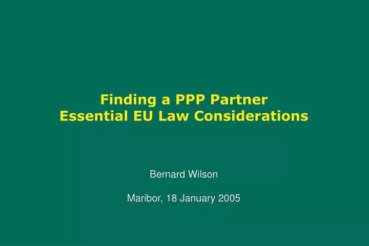 finding a ppp partner essential eu law considerations