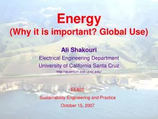 Energy (Why it is important? Global Use)