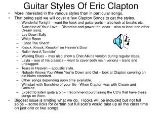 Guitar Styles Of Eric Clapton