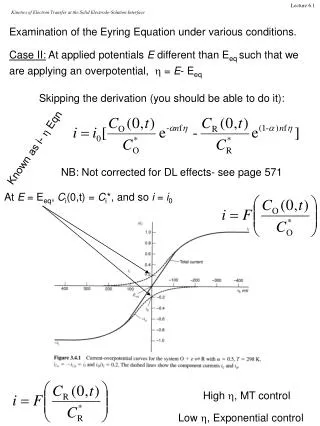 Examination of the Eyring Equation under various conditions.
