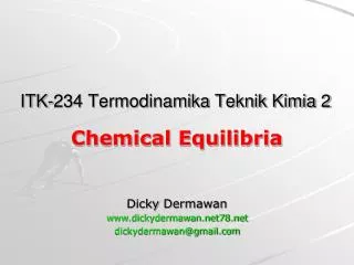 ITK-234 Termodinamika Teknik Kimia 2