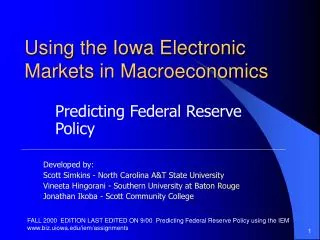 using the iowa electronic markets in macroeconomics