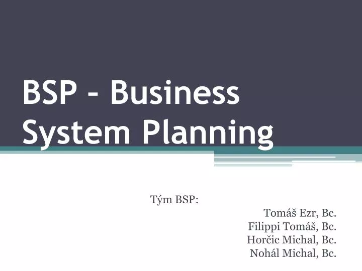 bsp business system planning