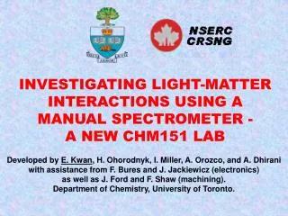 INVESTIGATING LIGHT-MATTER INTERACTIONS USING A MANUAL SPECTROMETER - A NEW CHM151 LAB