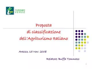 proposta di classificazione dell agriturismo italiano