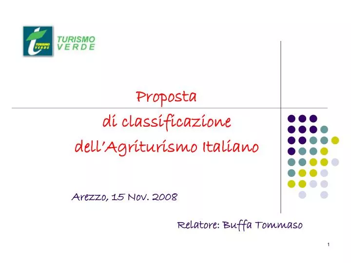 proposta di classificazione dell agriturismo italiano