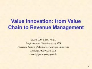 Value Innovation: from Value Chain to Revenue Management