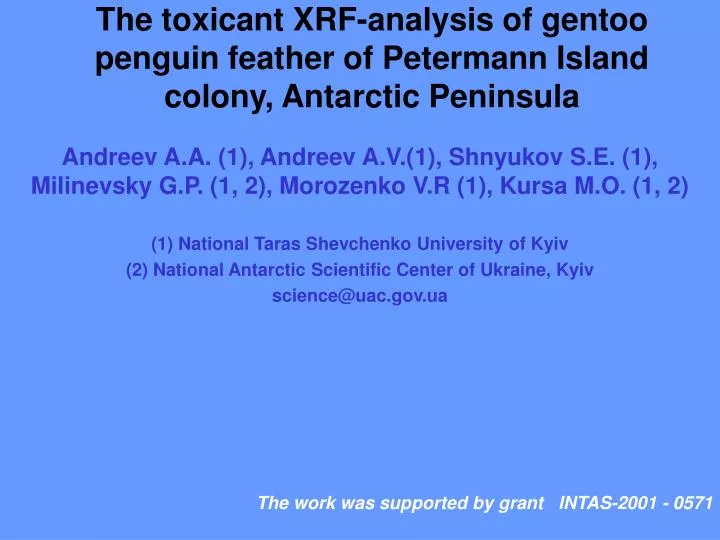 the toxicant xrf analysis of gentoo penguin feather of petermann island colony antarctic peninsula