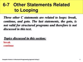 6-7 Other Statements Related to Looping