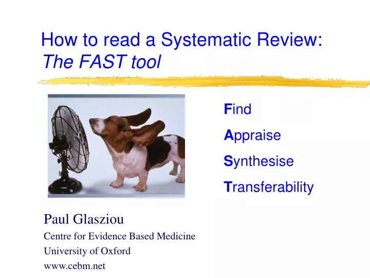 how to read a systematic review the fast tool