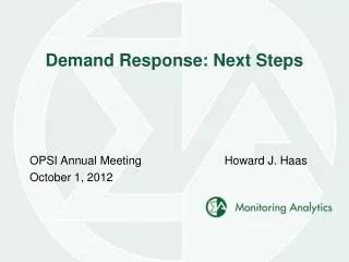 Demand Response: Next Steps