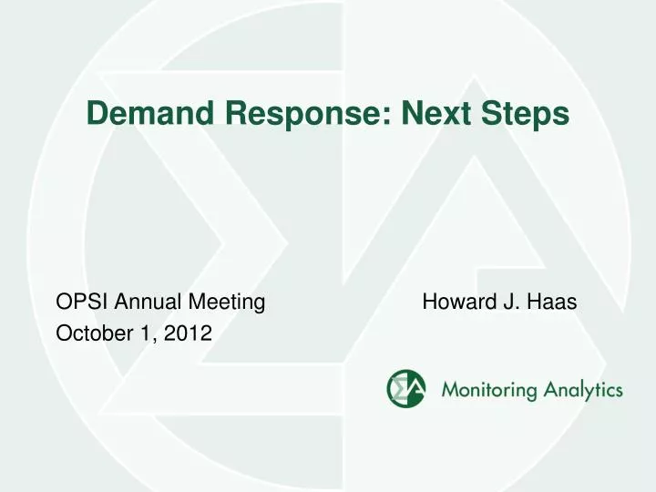 demand response next steps