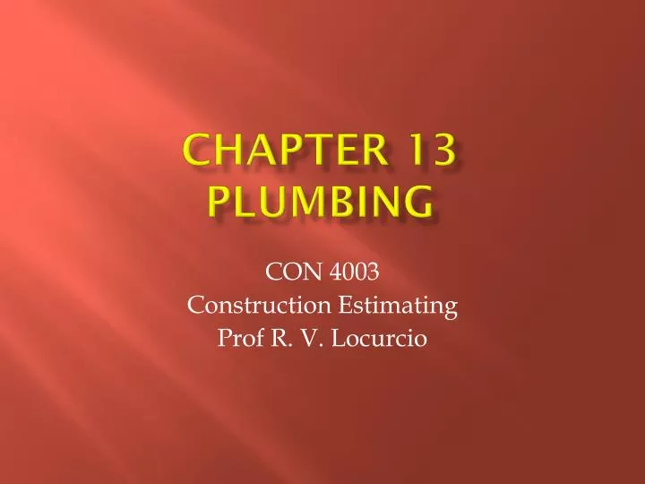 chapter 13 plumbing